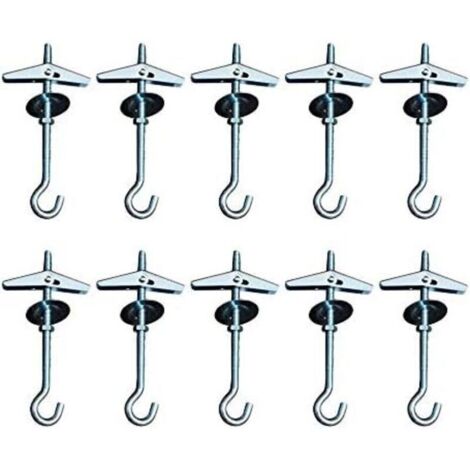 9cm Heavy Duty Crochets De Plafond Swag Suspendus Crochets À Bascule Boulon Ailes Crochet,pour L'installation Au Plafond Suspendu Plantes Fixation Murale Crochets D'orchidées(10)