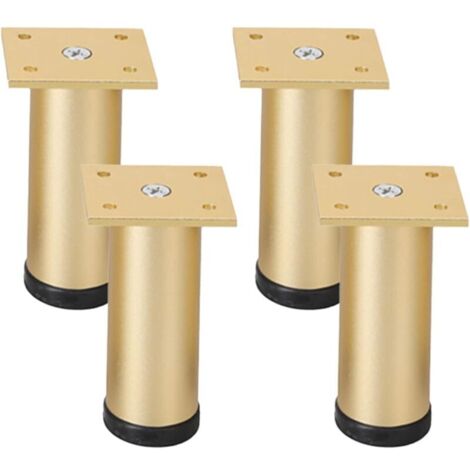pieds de meuble reglable, Pied Doré Meuble 6-40cm Pieds Meuble Cuisine Pieds Or D'armoire Pieds de Canapé Design,Aluminium Finition en Anodisé Socles Pieds pour Meuble,Ø38mm,Lot de 4 (15 cm)