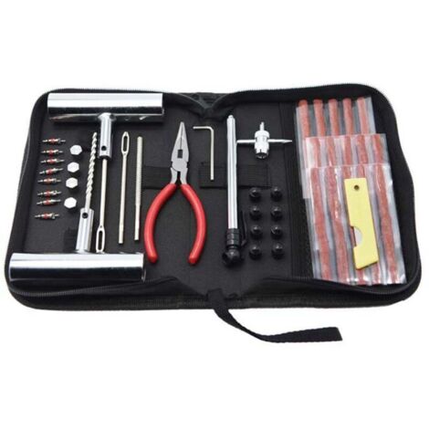 Kit Reparation Pneu Voiture,46PCS Kit Meche Pneu Crevaison,Kit Anti-crevaison Voiture Tubeless,Outil Réparation Pneus pour Voitures/Motos/Camions/VTT/Tracteurs/Camping-Cars/SUV/Camionnettes (1/4)