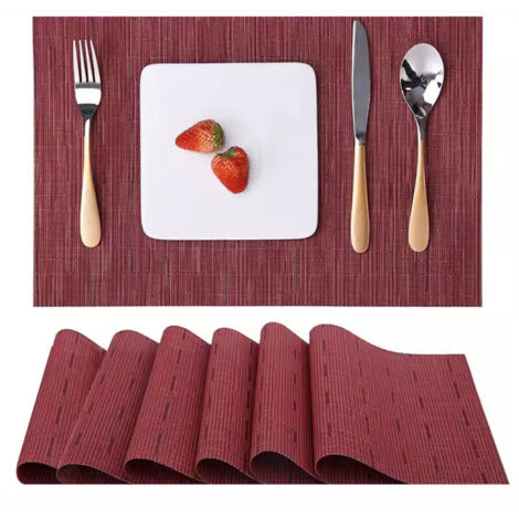 Lot de 6 sets de table en vinyle lavables et faciles à nettoyer – sets de table lavables et résistants à la chaleur pour table à manger – 43,2 x 30,5 cm