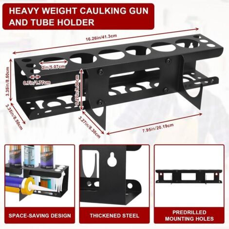 Support Mural Cartouche Silicone, Support de Rangement pour Aerosol avec 6 Trous, Organisateur de Stockage pour Tube de Calfeutrage pour Garage, L'atelier, Maison 41x8.5x8.5cm (1PCS) (1/2)
