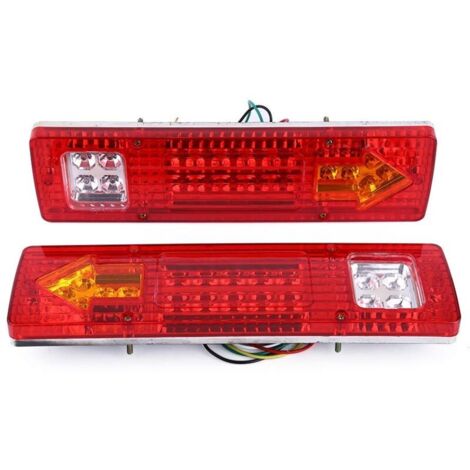 Kit de feux arrière de remorque à LED, 2 pièces 12 V 19 feux arrière à LED clignotant d'arrêt de lampe de frein arrière compatible avec camion(rouge) (1/5)