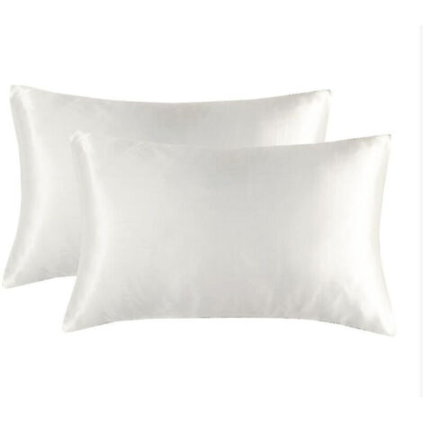 Taie d'oreiller blanche 100 % soie de mûrier pour la santé des cheveux et de la peau, 51 x 76 cm