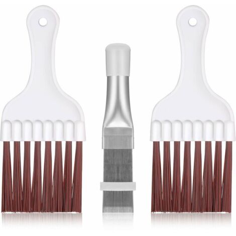 3 Pièces Brosse de Nettoyage pour Condenseur de Climatiseur, Nettoyeur d'Ailettes de Climatiseur en Acier Inoxydable, Brosse de Fouet de Nettoyage de Bobine de Réfrigérateur,de (1/4)
