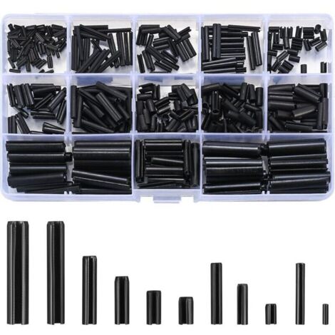 390Pièces Assortiment de Goupilles élastiques, Goupilles élastiques de Sûreté en Acier au Manganèse - M1.5/M2/M2.5/M3/M4/M5/M6,de (1/4)