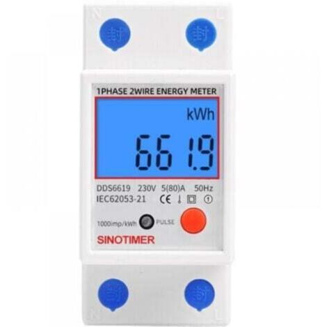 Sous compteur électrique monophasé, certifié MID, 45A max modulaire, Simple tarif, Affichage LCD (1/4)