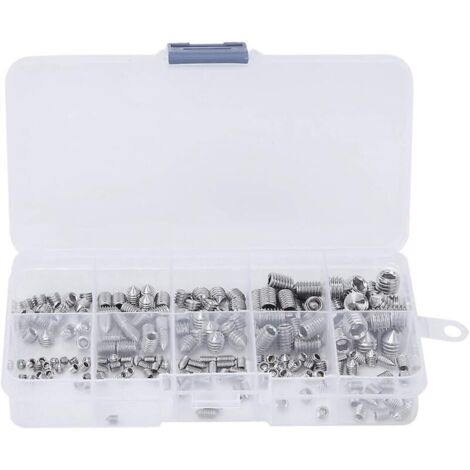 Set Screws, 200 Pcs Grub Screw Cone Point Hex Socket Stainless Steel for Accuracy Instruments M3/M4/M5/M6/M8 (1/4)