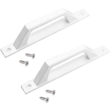 (Blanc) Poignée droite blanche en aluminium 2 pièces, adaptée aux portes coulissantes ou aux portes battantes de passage, pratique et confortable
