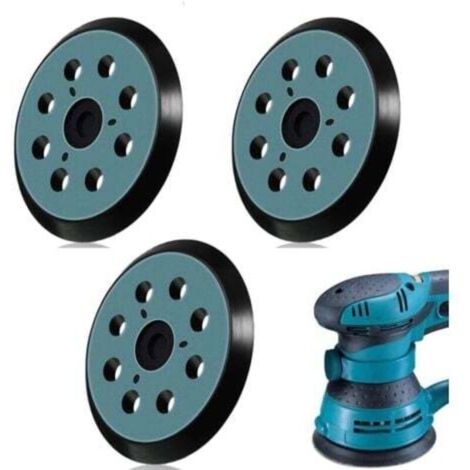 3Pcs Plateau Ponceuse pour 125mm, Plateau de Ponçage 8 trous pour Makita BO5041 M9202B M9204B DBO180 (1/4)