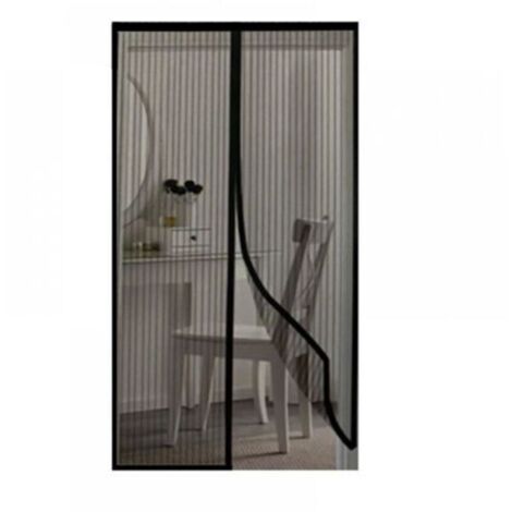 1pc (100 x 210 cm, noir) Moustiquaire magnétique pour portes et fenêtres, rideaux de gaze anti-insectes, moustiquaire pour fenêtres coulissantes, anti-moustique magnétique sans perçage (1/3)