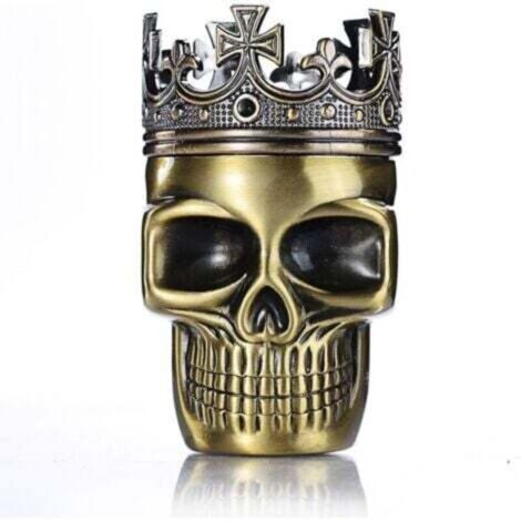 Grinder King Skull Age Couronné Roi Crâne Pollen Crusher pour épice,café,Herb Épices (Bronze)