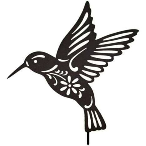 1 pcs Décoration Murale Colibri Oiseau En Métal Noir, Colibri Sculpture En Fer Colibri En Murale En Métal À Suspendre Décoration, Art Mural En Métal Oiseaux Pour Jardin Yard Paysage (le noir) (1/4)