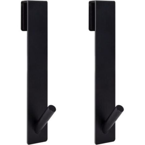 2pcs Crochets de Porte de Douche, Acier Inoxydable Crochets de Suspension pour Serviettes Sans Perçage sur Porte de Douche sans Cadre pour Salle de Bain(17,8cm Noir) (1/4)
