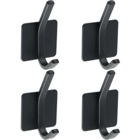 4 Pcs Crochet Adhésif Patère Murale Adhésive en Acier Inoxydable SUS 304 Porte Manteau Mural Noir Porte Serviette pour Salle de Bain ou Cuisine,