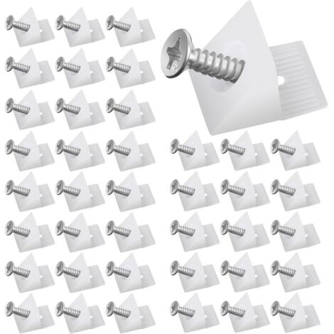 Cales en Plastique pour Meuble Tiroir, Fond de Tiroir Connecteur avec Vis Équerre De Fixation Renfort Tiroir Connecteur Arrière Stabilisateurs pour Réparer Affaissement Étagère Meuble (40)