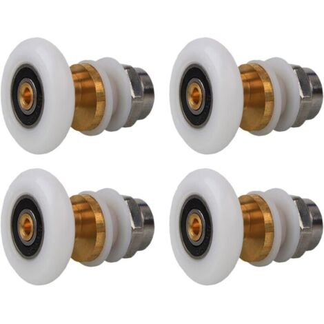 Roulettes de porte de douche (23 mm), roulettes de porte coulissante en laiton, 4 pièces pour remplacement de porte de douche coulissante en verre (1/4)