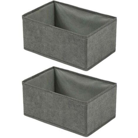 Boîte de rangement multifonctionnelle pliable pour vêtements imitation lin, 2 pièces, taille moyenne [fermeture éclair] 28x14x12cm, gris (1/4)