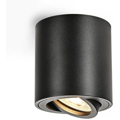Schwarzer Deckenstrahler, Einbaustrahler, 5 W, Warmweiß 3000 K, Runder Deckenstrahler aus Aluminium Ø 80 x 84 mm [Energieklasse E] (1/4)