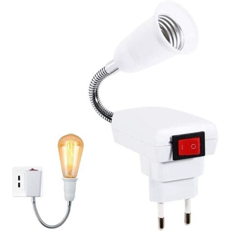 Douille E27 avec Interrupteur sans Fil,360 degrés réglable Porte Lumière de l\'Ampoule LED pour Bureau Chambre Cuisine Lampe Murale, Lampe de Lecture au Lit (sans ampoule)