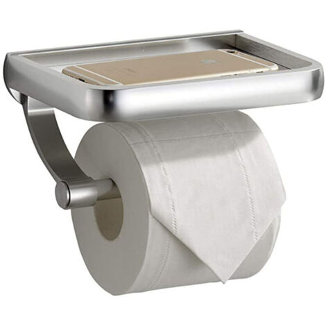 Porte Papier Toilette, Derouleur Papier Toilette WC avec Etagère,pour Cuisine et Salle de Bain,Argent (1/4)