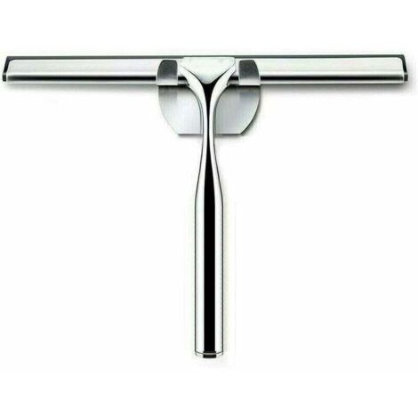 Raclette de douche en acier inoxydable - 25 cm - Avec lèvre en silicone - Pour salle de bain, miroirs, fenêtres, carreaux, vitres