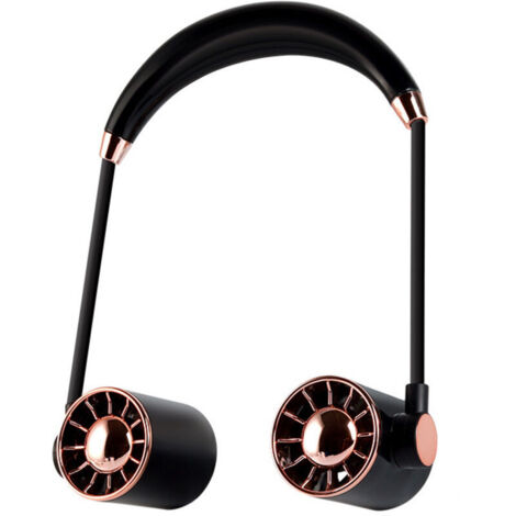 Ventilateur de cou portable rechargeable par USB, silencieux, idéal pour les voyages, les activités de plein air au bureau, noir (1/3)