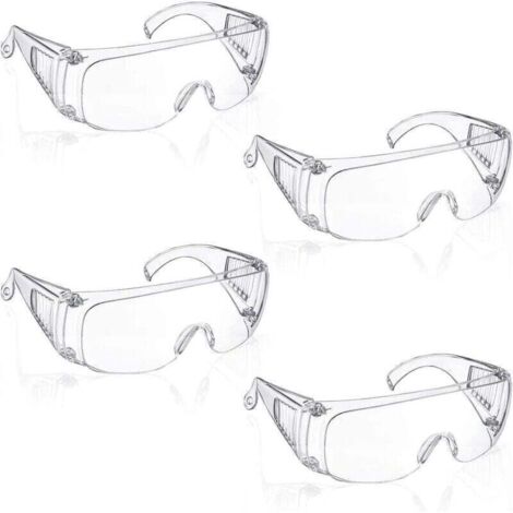 Xinlon 4 Paires Lunette Protection, Lunettes de Sécurité Transparentes, Lunettes de Protection la Sécurité en Laboratoire, Lunettes de Sécurité- (1/4)