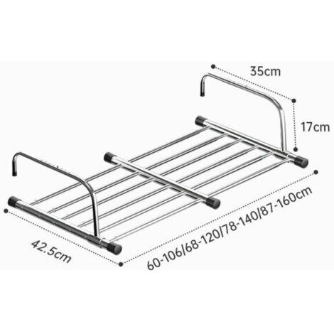 Etendoir à suspendre, Ohjijinn Etendoir À Linge Pliable Séchoirs, À Linge en Acier Inoxydable Télescopique, 60-106cm De Longueur Séchoir Suspendu Séchoir À Linge Balcon pour Intérieur Et Extérieur