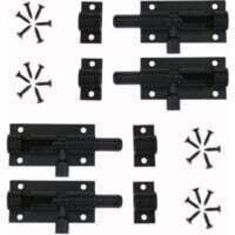 4 Pièces Verrou Targette de Porte, Loquet de Porte à Boulon Loquet Coulissant En Alliage D'aluminium Noir Loquet et Targette Avec Vis, pour Portail de Jardin, Cabanon, Fenêtres, Pièces I (1/4)
