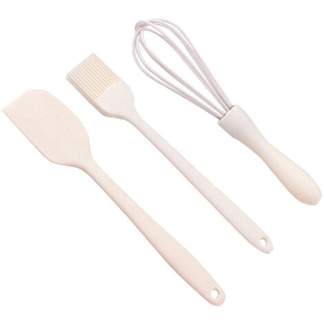 Ensemble de 3 outils de pâtisserie en silicone, incluant spatule, brosse à badigeonner et fouet, idéal pour la préparation de gâteaux, tartes et desserts, matériau résistant et facile à nettoyer (1/4)