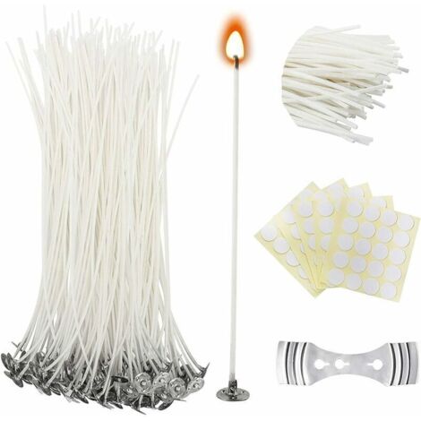 100 Pièces De Mèches De Bougies En Cire Mèches De Bougies De 15 Cm Avec Socle Pour Faire Des Bougies,de (1/4)