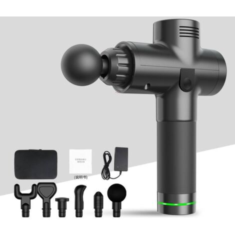 Pistolet de massage des tissus profonds pour fascias, pour tissus musculaires douloureux et raides avec vibrations de haute intensité - Comprend 6 têtes de massage (1/5)