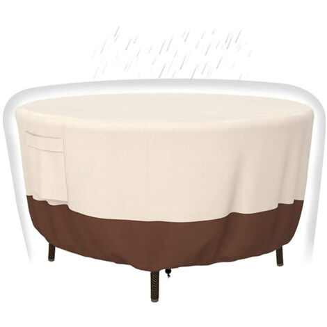 420D Housses de protection pour table et chaises d'extérieur 91 x 58 cm, 100 % imperméables, anti-décoloration, pour meubles d'extérieur, résistantes aux UV, beige et marron (1/5)