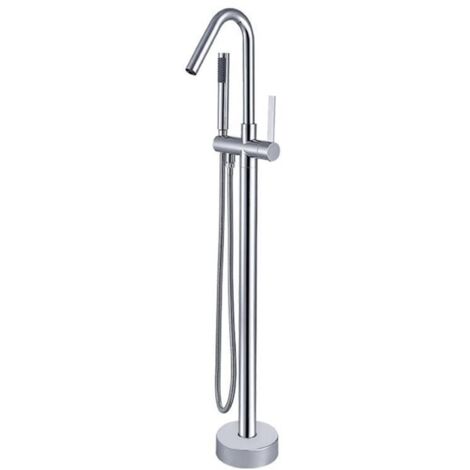 Robinet de baignoire autoportant, robinet de baignoire monotrou sur pied, robinet de baignoire chaud et froid, chrome (1/5)