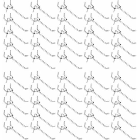 50 Pièces Crochets pour Panneau Perforé,Crochets pour étagères Murales pour Affichage Panneau Perforé Garage Magasin Outils Rangement Cintre Crochets pour étagères Murales (1/4)