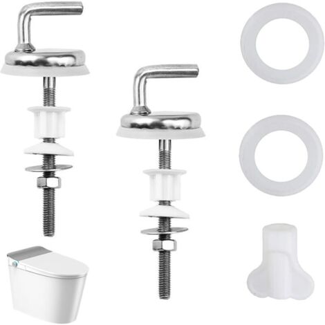 Lot de 2 charnières de siège de toilette, fixations de siège de toilette avec raccords et pièces de rechange compatibles, charnières de siège de toilette à dégagement rapide pour trous aveugles de (1/4)