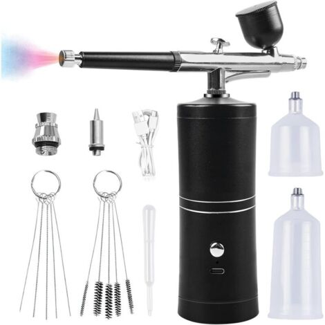Kit Aérographe Sans Fil, Pistolet Aérographe Portable, Kit Aérographe Rechargeable, Aérographe Sans Fil Avec Compresseur, Pour Décoration D'ongles, Décoration De Gâteau, Maquillage (1/4)