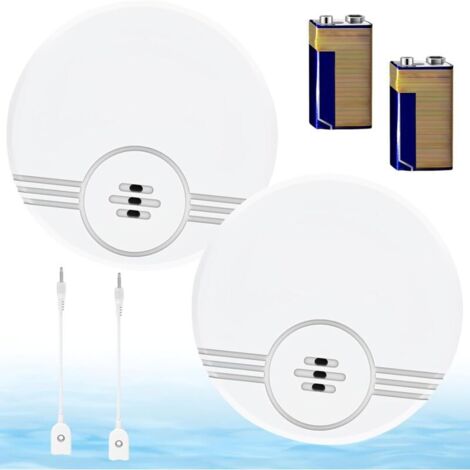 Détecteur d'eau: 2 Pièces Alarme d'Eau Avec Batterie, 135 dB Avertisseur d'Eau, Alarme d'Eau, pour Cuisines, Sols, Sous-sols, Salles de Bain, Buanderies, Garages (1/4)