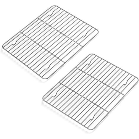 Lot de 2 grilles de cuisson en acier inoxydable, grille de cuisson, grille de refroidissement de cuisson 30 x 23 cm, convient aux petits fours, passe au lave-vaisselle (1/4)