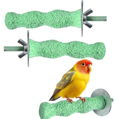 Lot de 2 Perchoirs Lavables, Pierre à Broyer pour Bec & Lime à Ongles pour Perruches et Petites Cages à Oiseaux