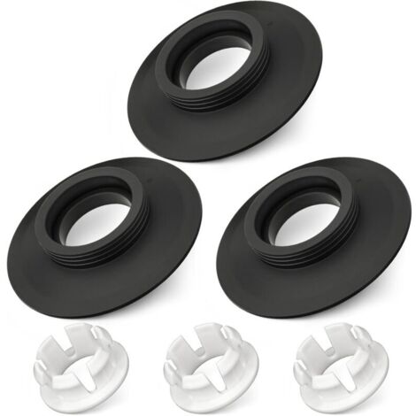 Lot de 3 joints de valve de chasse compatibles avec réservoir de toilette Ideal Standard avec joint et clip pour vannes de chasse d'eau Ideal Standard Armitage Shanks SV01967 – Noir