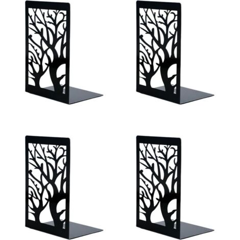 Serre-livres, 4 pièces (2 paires) dans un design élégant en forme d'arbre, base antidérapante, construction robuste, idéal pour les bureaux, les étagères et la décoration du lieu de travail (1/4)