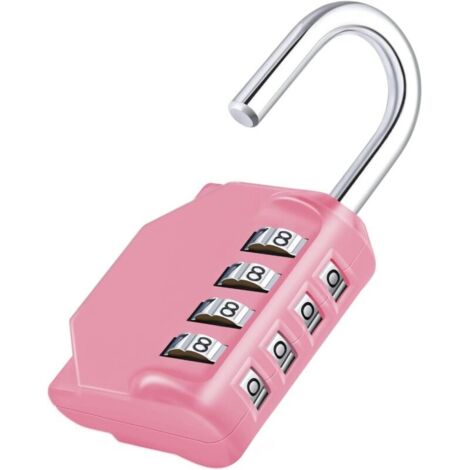 Cadenas Code Casier College, Cadenas a Code Pour Casier Vestiaire Sport, College, Scolaire, Cadenas 4 Chiffres Exterieur Pour Portail, Abri de Jardin, Rose (1/4)