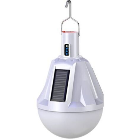 Ampoule LED solaire étanche et rechargeable par USB pour l'extérieur. Télécommande incluse. (1/4)