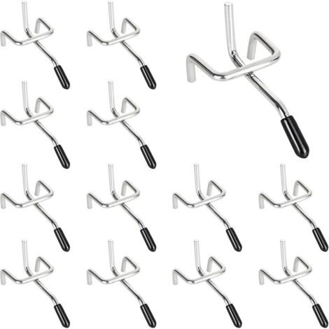 25 Pièces Crochets pour Panneau Perforé en Métal - 5cm Argent - pour Organiser les Outils de l'Établi et les Rayonnages de Magasins (1/4)