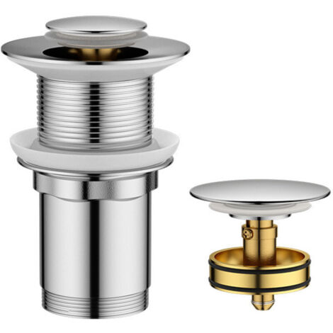 30723123 Bonde de lavabo design en laiton Quick Clac avec trop plein et corps de bonde, chromé (1/4)