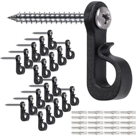 20 pièces Crochets à vis Q-Hanger pour intérieur et extérieur pour lumières de Noël, garage, Nouvel An pour guirlande lumineuse extérieure