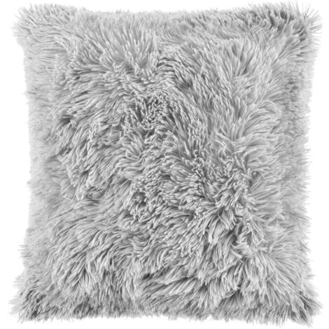 Housse de coussin (40 x 40 cm) grise, fausse fourrure (1 pièce) (1/4)
