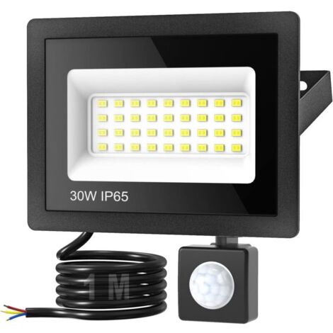 Projecteur extérieur LED à détecteur de mouvement, 36 LED, 30 W, 6500 K, 3000 lm, étanche IP65, éclairage extérieur pour jardin et garage. (1/4)