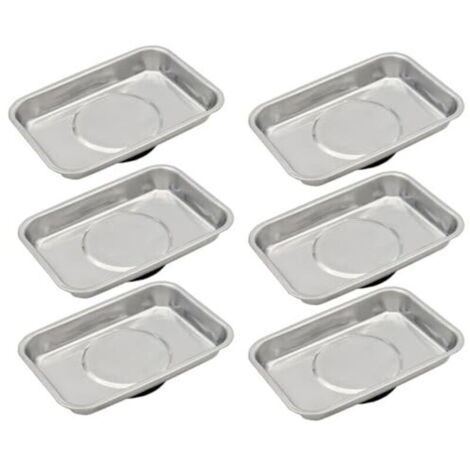 Plateau magnétique 6 pièces, 95 x 65 mm, en acier inoxydable, pour outils, vis, forets et clous, aimant haute performance, plateau magnétique épais (1/4)